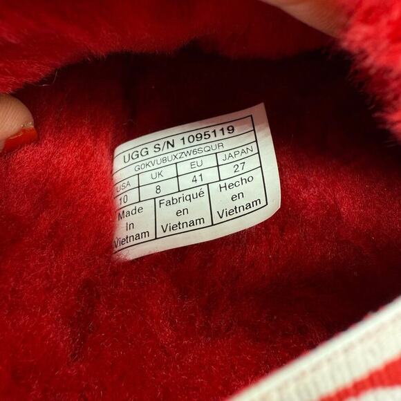UGG Fluff Yeah Slide Ribbon Red Sheepskin Women’s Size 10 - Picture 9 of 9